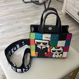 Karl Lagerfeld Black Mini Bag with Artistic Design